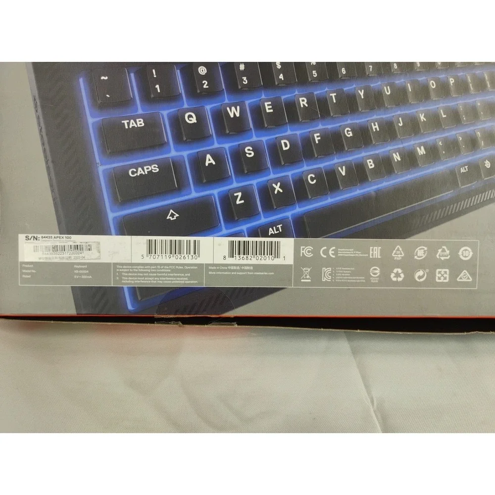 SteelSeries Apex 100 Keyboard Vibrant Blue Illuminated Backlighting LED New Open